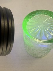 US Glass Strawberry Green 3 1/2” Tumbler (s) Uranium Depression Glass