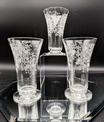 VTG STUNNING HEISEY OLYMPIAD PATTERN ICE TEA GLASSES SET OF 3 (STEM # 3411)
