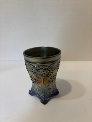 FENTON ORANGE TREE PURPLE CARNIVAL GLASS TUMBLER 4 1/4″