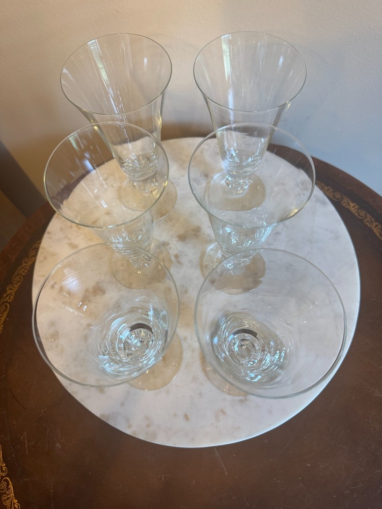 Set of 6 Vintage Astrid 5 Lobe Stem by Swedish Glass Iced Tea Glasses 7 3/8″