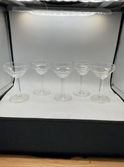 Clear Glass Bell Shape Liquor Cocktail Glasses – Lot Of 5 – 4 5/8″