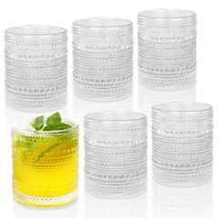 Set of 6 Vintage 10 oz Hobnail Cocktail Glasses – Textured Bubble Drinking Cups