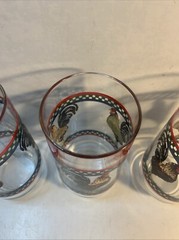 Set of 4 Vintage Ella’s Rooster Pattern Glass Tumblers 5 7/8″