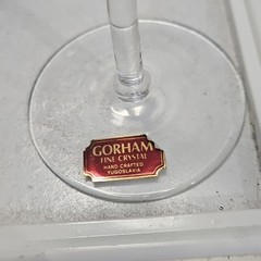 Gorham Crystal Laurin Gold Paneled Wine Glass Set Of 4