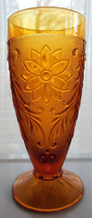Tiara Indiana Glass Amber Sandwich 12 ounce Footed Tumbler