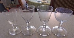 4 Piece Group Pontil Wines Circa 1810-30 Period Glass Authentic Rare 4 glasses
