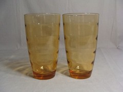 2 HAZEL ATLAS 20 Oz Tumblers/Glasses In The Waterfall Gold Pattern