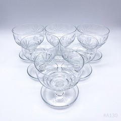 6-Piece Set Vintage Champagne Glasses With Floral Decor, Stackable | Handmade