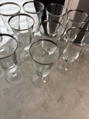 Vintage French Plantinum Rim Wine Glass Set Of 12+1 MCM Luminarc France 60s