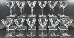 12 Libbey Windswept Champagne Sherbet Glass Set Vintage Clear Etch Stemware Lot