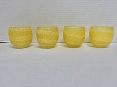 Vintage Spaghetti String Glasses, Lot Of 14 Roly Poly 3.25” Color Craft Tumblers