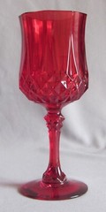 Water Wine Goblet Glass Cristal D’Arques Crystal Longchamp Ruby Red 7 1/4″