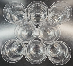 8 Stuart Crystal Dash Dot Tumblers Set Depression Clear Cut England Antique Lot