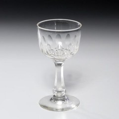 Holmegaard Derby Small White Wine Glass Cut Teardrop Faceted Stem, 4.25″h 2.25″d