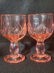 Fransican Pink Cabaret Water Goblets 6 1/4 In New/w Sticker (2) 1970s
