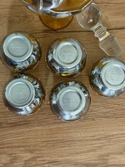 Art Deco American Cambridge & Farberware Decanter Set with 5 Glasses-Small Chip