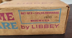 Libbey Partytime Glassware 8 PC Patio Set NEW in Original Box White Leaves