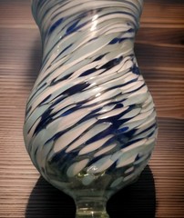 Hand blown glass. Blue And White Glass . Goblet Set Of 4