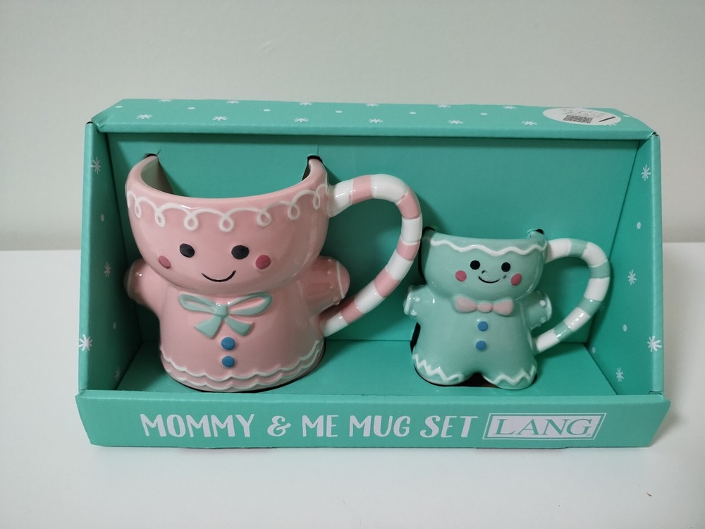 Lang Christmas Gingerbread Mommy & Me Mug Set Pink and Turquoise