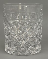 6 VINTAGE DIAMOND CUT DOUBLE OLD FASHIONED CRYSTAL CLEAR SCOTCH GLASSES 3 3/4″
