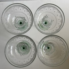 4 Vnt Cristal D’Arques-Durand Green Stem Sombrero Margarita Glasses 1990s France