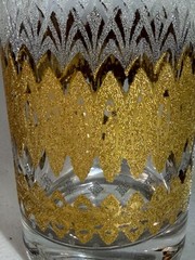 Vintage Pasinski Highball Glass MCM 22K gold encrusted filigree