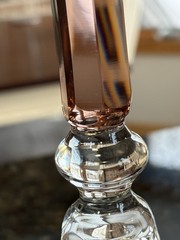 Orrefors VERSAILLES Champagne Flute 8 7/8″ Etched Flowers Lines Pale Rose Stem