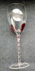 Pier 1 Hand Blown Wine Glasses Red Laced Ribbon Stem 9″ Set Of 4
