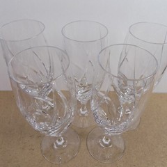 5 Mikasa Crystal Olympus Iced Tea Goblets Glasses 8-3/8″ Tall VGC Cut Swirl
