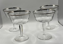 Lenox Desire Platinum Rim Crystal Champagne Sherbet Glass Set of 4