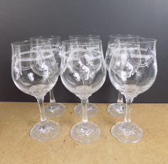 6 Rosenthal Crystal Monbijou 7 7/8″ Water Glasses Bayberry Design Scrolls