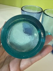 Fire & Light 12oz Tumblers Textured Glass Set Of 4: 2 Aqua And 2 Cobalt