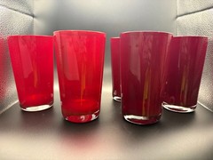 Scarlet Ruby and Dark Red Mouth Blown Glasses from China – Set of 6