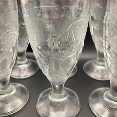 Vtg Arcoroc France Clear Molded Embossed Fruit Wine/Glasses Goblets~~Set of 6