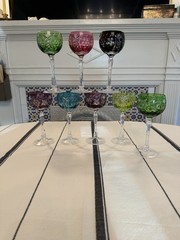 Beautiful Nachtmann Traube Cut To Clear Crystal Wine Glasses Set 8 Multicolor