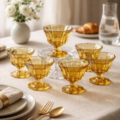 Set Of 7 Vintage Independence Ember Impression Octagonal Luxurious Glassware