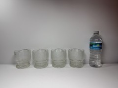 Vintage Krosno Poland Bark Textured Ice Glass Footed Tumblers Set of 4 MCM