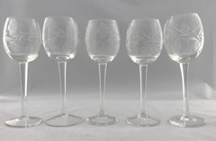 Tyrone Irish Crystal Dungannon White Wine Glasses Etched Original Box Set of 5