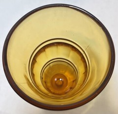 Set Of 3 Amber Glass Footed Tumblers