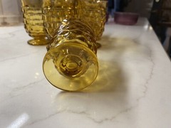 7 Vintage Harvest Gold 5 oz. Whitehall By Colony Footed Juice Glasses