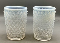 Vintage Fenton Hobnail French Opalescent Juice Glass/Tumbler 5 oz. x 2