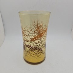 Vintage MCM Amber Wheat Glasses Set Of 6 Orange Brown Cottage Thanksgiving Fall