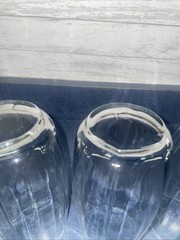 Set Of 4 Optic Ribbed 6″ Barrel Shape Tumblers Glasses Czech Republic