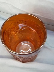 Antique DUGANCarnival Glass MARIGOLD Grape Leaf Floral Tumbler.