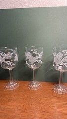 Vintage Etched Cordial Stem Ware Set of 3