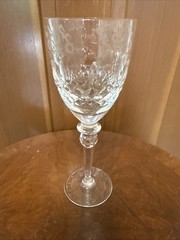 Rogaska Gallia Crystal Wine Water Goblet Glass Etched Floral Slovenia 9.25″