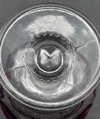 VTg Indiana Colony Glass Kings Crown Ruby Flashed Thumbprint Liquor 4-1/8”