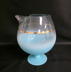 Vtg West Virginia Blendo Aqua Blue Frosted Cocktail Pitcher Footed Snifter MCM