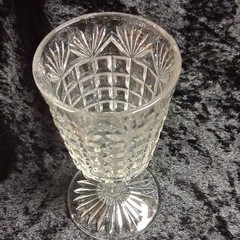 Richards & Hartley Block & Fan Glass Goblet Stemmed Drinking Glass 6 in Tall,