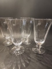 Set Of 4 Vtg 1950’s Fostoria Optic Paneled Crystal Stem Iced Tea Water Glasses